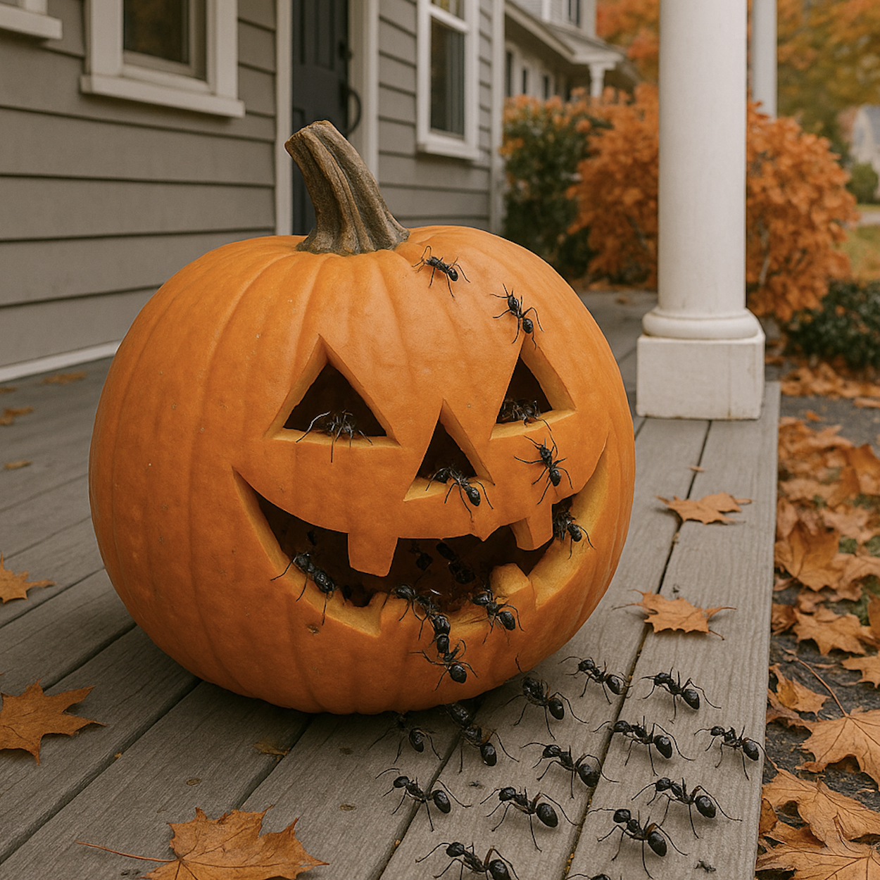 Pumpkin with insects in it